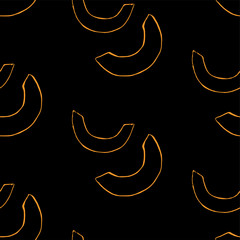Obraz na płótnie Canvas Vector seamless pattern with hand drawn outline pumpkin pieces. Garden vegetable background. Template for fabric, wrapping paper, harvest festival or halloween decoration. Contour image