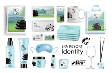 Spa Resort Identity, Realistic Logo with Stones.