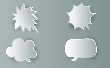 3D Retro empty comic bubbles and elements set with black halftone shadows background. Vector illustration, vintage design, 3D pop art style.