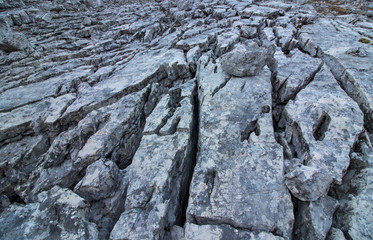Close up cracked rocks at the end of 7 lake valley
