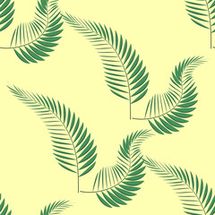 Beautiful seamless tropical jungle floral pattern background with palm leaves