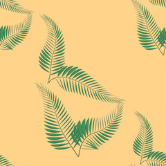 Fototapeta na wymiar Beautiful seamless tropical jungle floral pattern background with palm leaves
