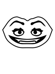 cartoon clipart gesicht vampir kopf augen mund scharfe zähne cool comic lachen grinsen lustig monster frau wimpern