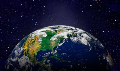 Fototapete Vollmond und Bäume Erde im Weltraum. Elemente dieses von der NASA bereitgestellten Bildes