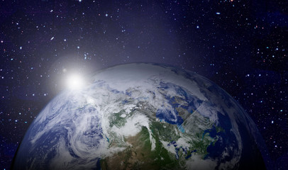 Terre dans l& 39 espace extra-atmosphérique. Éléments de cette image fournis par la NASA