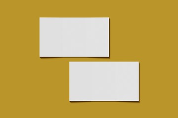 Two side Business card on yellow background. 3d rendering