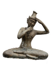 Ancient Hermit Statue isolated on white background