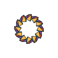 Combination of triangle and gear logo design vector