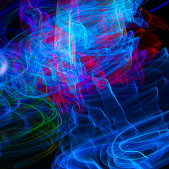 multicolor led light painting round trails abstract background