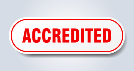 accredited sign. accredited rounded red sticker. accredited