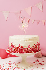Delicious cake on table for birthday party