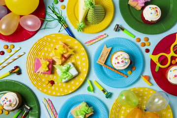 Top view birthday concept arrangement