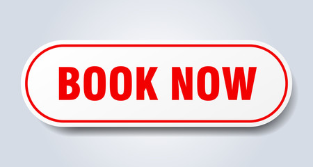 book now sign. book now rounded red sticker. book now