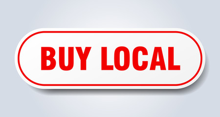 buy local sign. buy local rounded red sticker. buy local