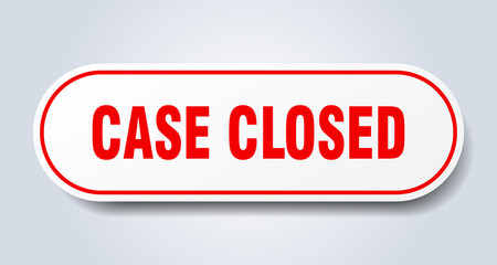 case closed sign. case closed rounded red sticker. case closed
