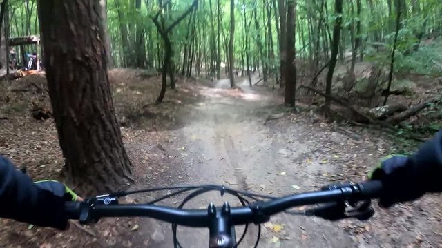 MTB bicycle riding on the trail in the summer season.