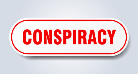 conspiracy sign. conspiracy rounded red sticker. conspiracy