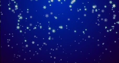 Fototapeta na wymiar Christmas blue background with snowflakes - falling snow