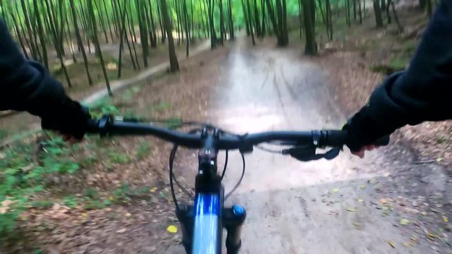MTB bicycle riding on the trail in the summer season.