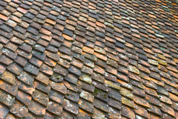 old ceramic roof tiles background pattern
