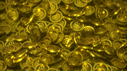 Pile of gold coins 3D render