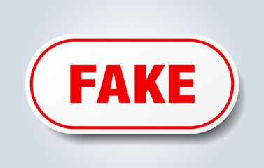 fake sign. fake rounded red sticker. fake