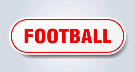 football sign. football rounded red sticker. football