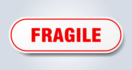 fragile sign. fragile rounded red sticker. fragile