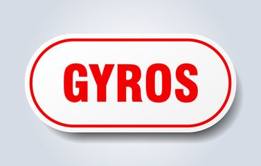 gyros sign. gyros rounded red sticker. gyros