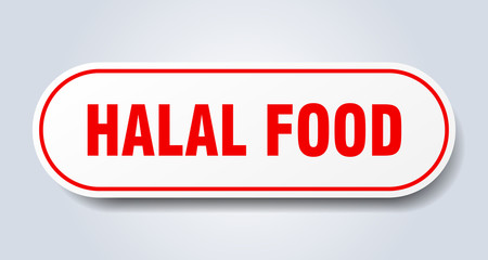 halal food sign. halal food rounded red sticker. halal food