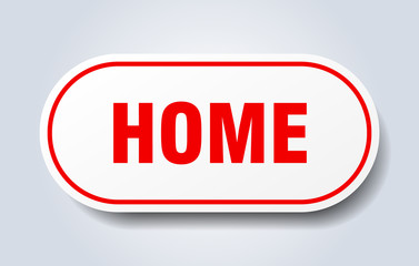 home sign. home rounded red sticker. home