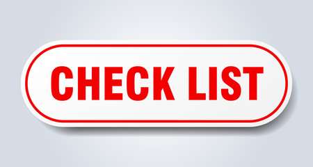 check list sign. check list rounded red sticker. check list