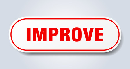improve sign. improve rounded red sticker. improve