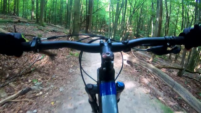 MTB bicycle riding on the trail in the summer season.