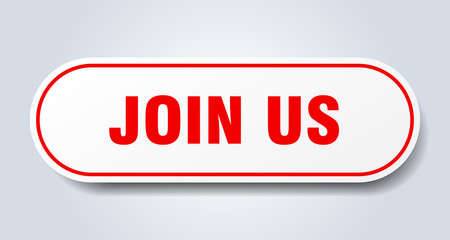 join us sign. join us rounded red sticker. join us