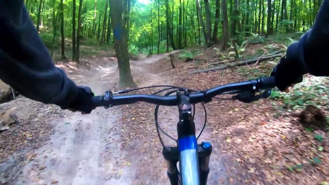 MTB bicycle riding on the trail in the summer season.