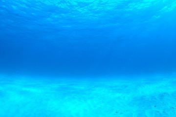 Fototapeta na wymiar Blue underwater background photo of sea and sand