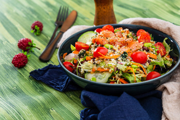 Fresh seafood salad with smoked salmon
