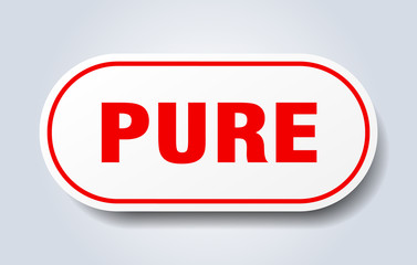 pure sign. pure rounded red sticker. pure