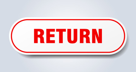 return sign. return rounded red sticker. return