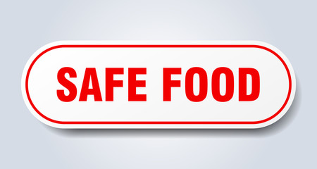 safe food sign. safe food rounded red sticker. safe food