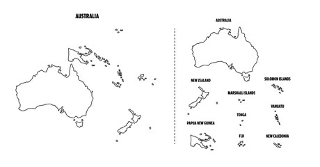 Australia outline map with each country isolated. 