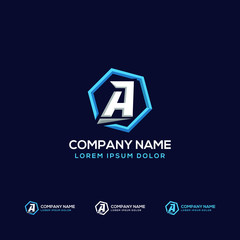 Letter A initials logo, modern hexagonal style, new design concept 2020
