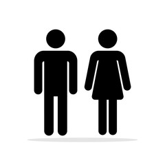 People bathroom icons. Men and women toilet symbols, female and male bathrooms vector signs, woman and man silhouettes for wc, toileting couple pictograms