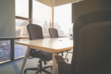 meeting room in cityscape sunlight view