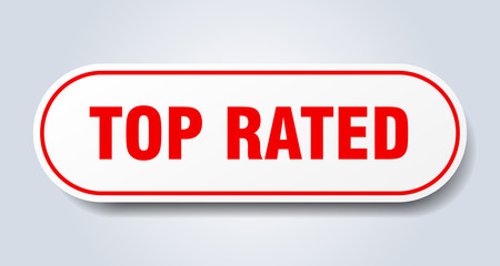 top rated sign. top rated rounded red sticker. top rated