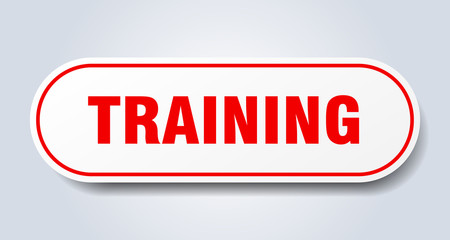 training sign. training rounded red sticker. training