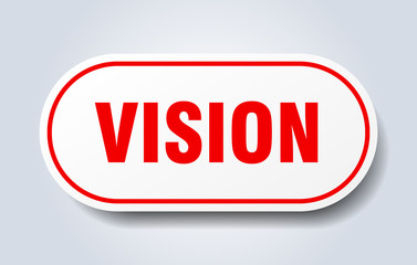 vision sign. vision rounded red sticker. vision
