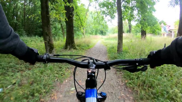 MTB bicycle riding on the trail in the summer season.