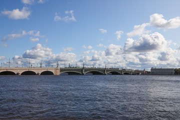 Fototapeta premium St. Petersburg, view of the Neva river and Trinity (Troitsky) bridge in summer